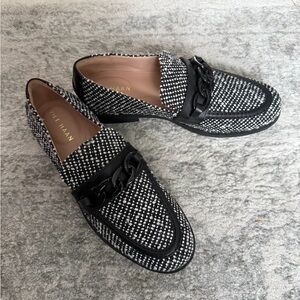 NWOB Cole Haan women’s tweed Black and White Loafers Sz 7